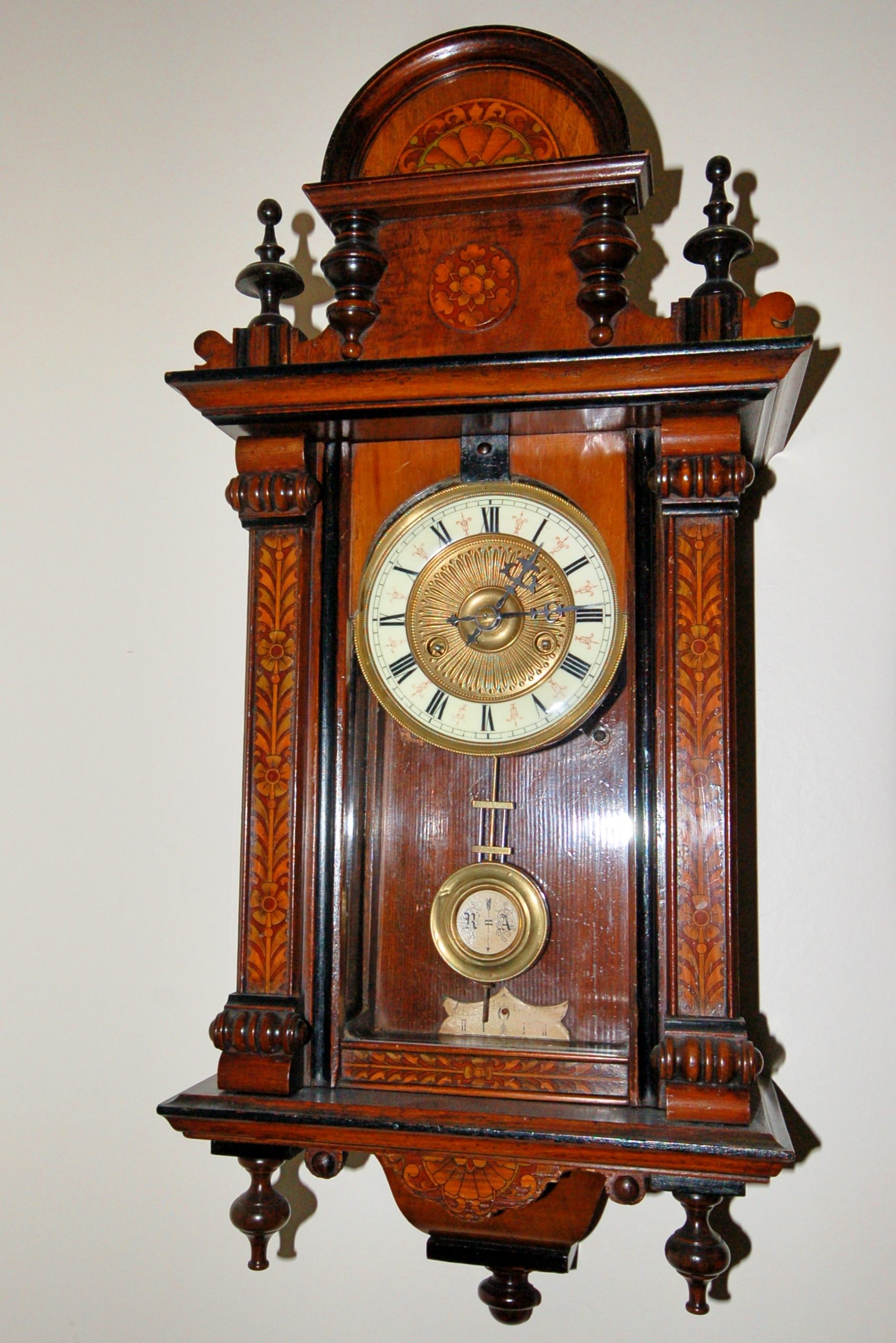 Antique spring driven wall clock C1890 - Pendulum of Mayfair